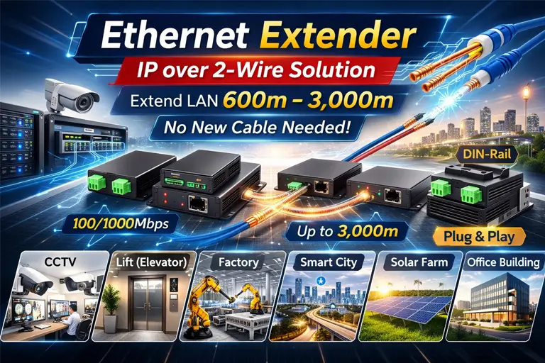 VDSL Ethernet Extender 148Mbps IP over 2-wire up to 3,000m (Pair)